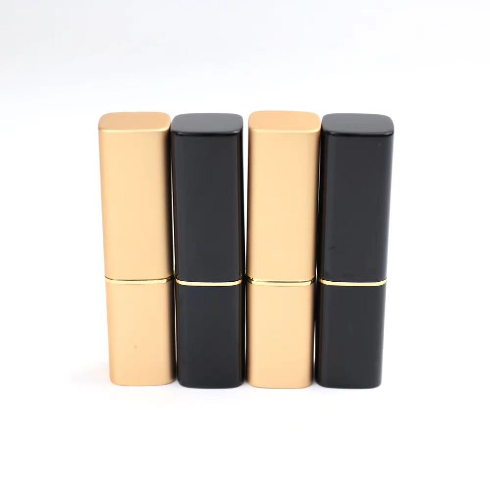 3.8g Square Black Gold Aluminum  Lipsticks Tubes 